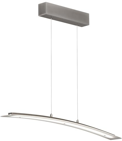 Pendelleuchte Mavero|nickelfarben matt|Kabellift|L: 90 cm, B: 9 cm| Höhenverstellbar 70-180 cm| mit Taster stufenlos dimmbar| Farbtemperatureinstellung 3 Stufen | 1x LED 21W 2700/3350/4000 K| 2400 lm