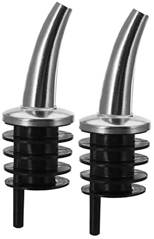 Westmark 2 Beccucci per Bottiglie di Liquori e Olio, Molto Corti, Metallo/Ottone, Senza Nichel, Tappi in Plastica, Classic Gastro, Argento/Nero, 43722280