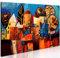 B&D XXL - Tableau décoratif moderne 120x80 cm - Impression sur toile colorée - Décoration murale pour salon et chambre - Abstraction maison arbres fantaisie coloré ville moderne 0104-13