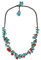 AeraVida Infinite Beaded Clusters Simulated Turquoise and Reconstructed Red Coral Stone Cotton Wax Rope Necklace