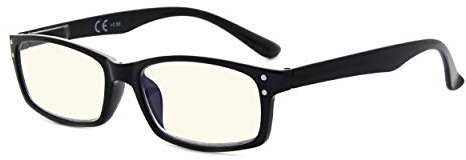 Reading Glasses by Eyekepper, Spring Hinges with UV Protection, Anti Blue Rays, Anti Glare and Scratch Resistant Lens Amber Tinted Lenses Computer Glasses Black