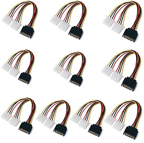 10pcs/lot 15 Pin SATA Male to 2 IDE Splitter Female Power Cable