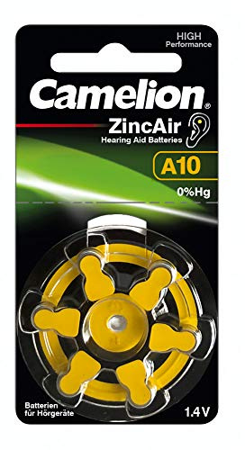 Camelion 15056010 Zink Luft Knopfzellen ohne Quecksilber A10/ZL 10/1,4 Volt, 6er-Pack