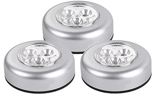 Veewon LED Battery-Powered Wireless Night Light Stick Tap Touch Lamp Lights for Cabinet Kitchen Cupboard Garage - 3 Pack