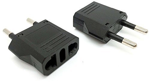 US-Netzadapter Europa: Buchse P/Flach und Schuko (Swiss, USA, Italy) - Stecker CE Europa (2 Stück)