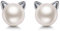 Katze Ohrringe Silber 925 Damen Ohrstecker Katze Schmuck Katzen Ohrringe mit Perlen Süßwasserperlen Ohrringe Katze Deko Mädchen Ohrringe Stecker Nickelfrei Perlenohrringe Silber 925