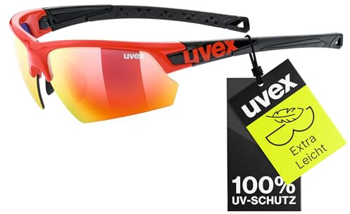 uvex sportstyle 224 - Sportbrille für Damen und Herren - starker Schutz vor Sonnenstrahlung - druckfreier Sitz & perfekter Halt - red black/red - one size