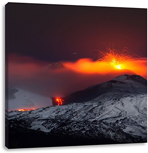 Pixxprint eruzione vulcanica pericolosi Stampa su Tela 70x70 cm Artistica murale