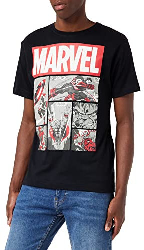 Marvel RBMTS301- Camiseta, Black (Black Blk), Large (Talla del Fabricante: Large) para Hombre