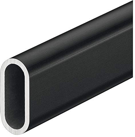 Gedotec Garderoben-Stange OVAL Schrankstange Kleider-Schrank | Kleiderstange Aluminium schwarz matt | Schrankrohr 2000 mm | Wäsche-Stange 30 x 14 mm | 1 Stück - Möbelrohr für Wand- & Decken-Montage