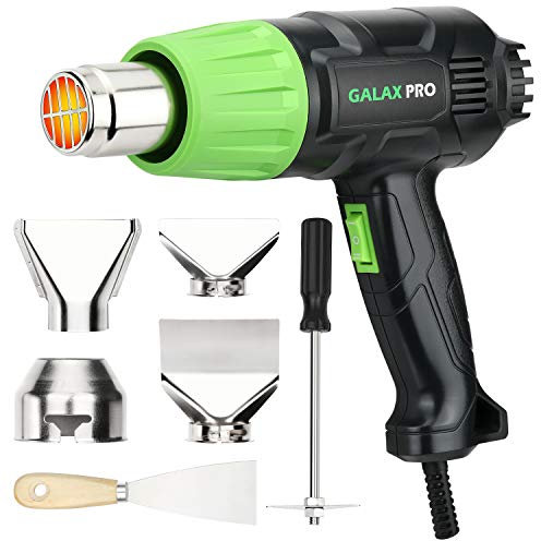 GALAX PRO Pistola de Aire Caliente,2000W Dos Rangos de Temperatura Ajustables(Ⅰ: 350 ℃, Ⅱ: 550 ℃),Doble Protección, con 6 Accesorios,Para Eliminar Pintura,Doblar Tubos