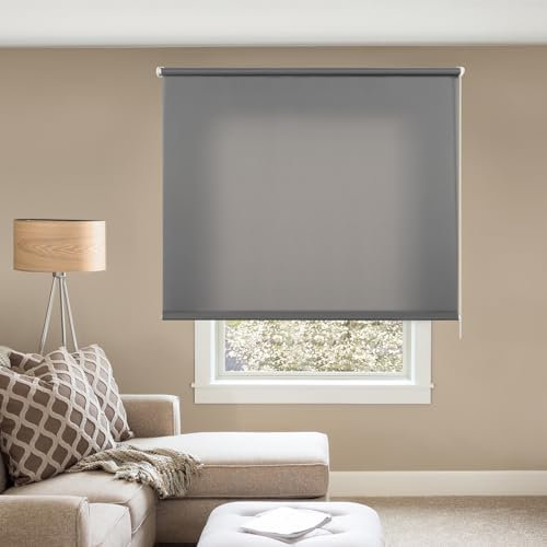 Estores enrollables sin taladrar para Ventanas. Fácil instalación sin Herramientas. Gran Variedad de Modelos, Medidas y Colores Disponibles. STORESDECO Estor traslúcido Gris 45x180 cm