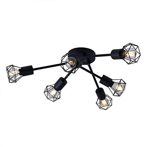 GLOBO RETRO Decken Lampe schwarz Wohn Zimmer Beleuchtung Käfig Spot Strahler Leuchte 54802S-6