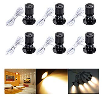 Midore Klein LED Scheinwerfer 6 Stück Schranklicht 2W, 360° Schwenkbar, 230V Aluminium Mini led spot für Schrank, Flur, Galerien, Geschäfte, Schmuckschrank