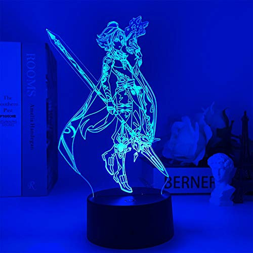Zhongkaihua 3D Anime Lamp Xiao Acrilico per la Camera dei Bambini Decorazione Lampada Da Tavolo Camera Da Letto Led Luce Notturna 7 Cambiamenti di Colore Decor Lampada con Telecomando