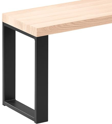 LAMO Manufaktur Sitzbank Flur Holzbank 30x140x47 cm, Möbelfüße Simple Schwarz/Roh, LSB-01-A-001-140-9005S