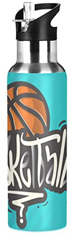 Vnurnrn Roi De L'Art Basket Bouteille d'eau Isotherme avec Paille en Acier Inoxydable Gourde 600ML, Sans Bpa Gourdes Eau pour Enfant Sport Randonnée École Bureau