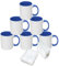MR.R Tazze da caffè in ceramica per lavastoviglie a sublimazione con interno e manico di colore blu, per latte, tè, acqua cola, 325 ml, set da 6