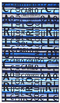 Carlo Colucci Strandtuch Matteo in weicher Baumwolle aus edler Jacquard-Qualität, Farbe:Blau und Hellblau, Größe:100 x 180 cm (Blau-Hellblau, 100 x 180 cm)