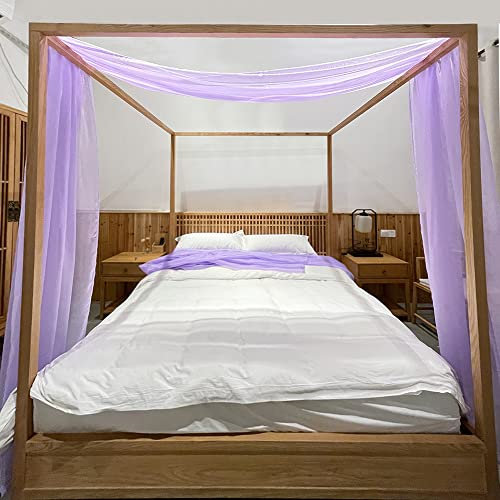 Linentalks Lilac Canopy Bed Scarf for Queen & Full Bed, Bed Canopy Scarf, Sheer Scarf Valance Canopy Bed Drapes, Four Post Bed Canopy Drapes, Canopy Bed Curtains 1 PC 52X228 Lavender Canopy Curtains