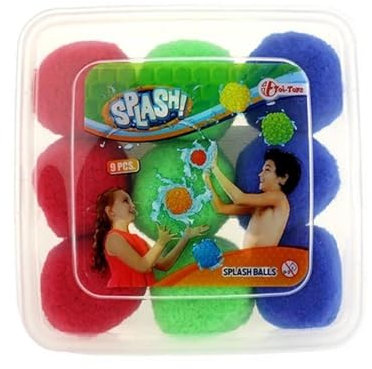 Toi-Toys Wiederverwendbare Wasserbomben Splash - 9 Stück Wasserbälle Set - Ø 7 cm - Wasserspielzeug Kinder Strandspielzeug Wasserball Waterbomb Wasserschlacht Pool Spielzeug