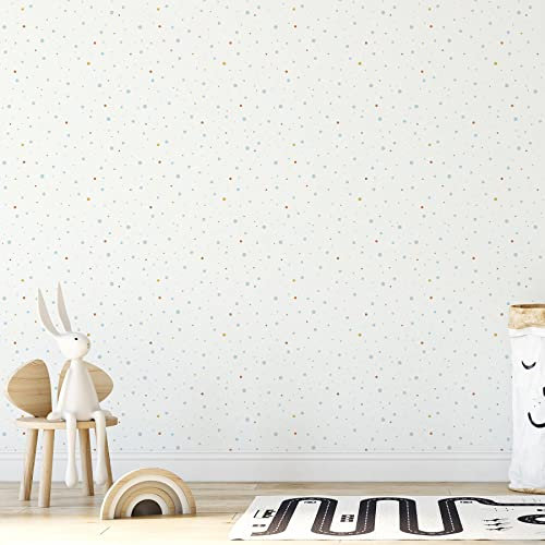 TADESSI Tapete Kinderzimmer M1-No.720 Vliestapete Blau Weiß Tapete mit Punkten Jungenzimmer Mädchenzimmer