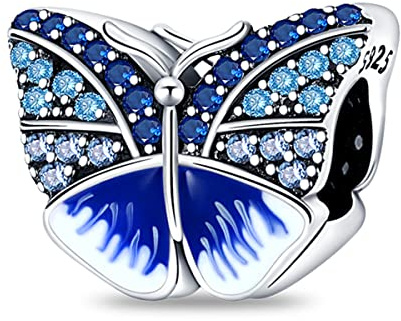 Parmuz 925 Dijes de plata de ley para pulseras y collares Mariposa de cristal Estrella Luna Lindo gato Pulsera de la suerte Amuleto Cuentas regalo Estética Peandant para mujer