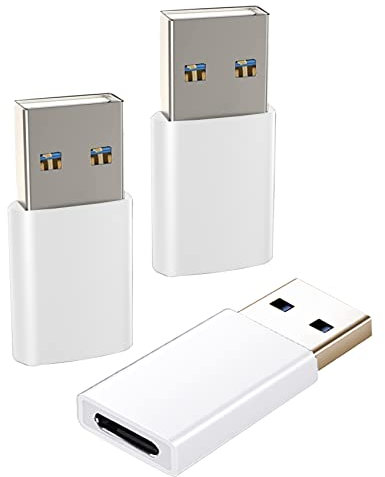 iJiZuo USB C Female to USB Male Adapter (3 Pack), Type C to USB A Converter for Fast Charging and Data Synchronization, Compatible with Phone 14/13 Plus Pro, Samsung Galaxy S23 S22 S21(White)