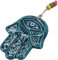 GURU SHOP Keramik Hamsa Hand mit Schutzauge, Boho Wandschmuck - Fatimas Hand, Blau, 11x8x0,5 cm, Masken & Wandschmuck