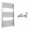 550mm Wide Curved Chrome Heated Bathroom Towel Rail Radiator With Valves For Central Heating UK (With Angled Valves, 550 x 900 mm (h))