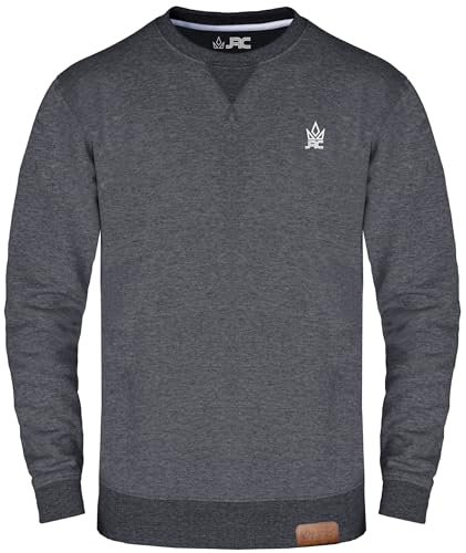 JRC Mens Fleece Crewneck Sweatshirts & Pullovers, Round Neck Long Sleeve Jumper, Sweater for Sports & Workwear (CHARCOAL, XL)