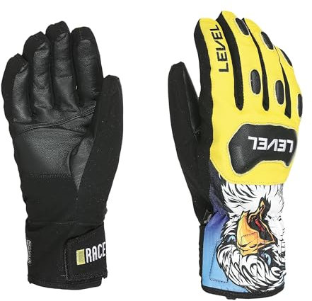 Level Replica - Skihandschuhe Herren, Knöchelschützer aus Leder und Stoff, Winterhandschuhe Herren Wasserdicht für Extreme Kälte, Thermohanschuhe für Skifahren, Schneebekleidung für Herren - 1 Paar