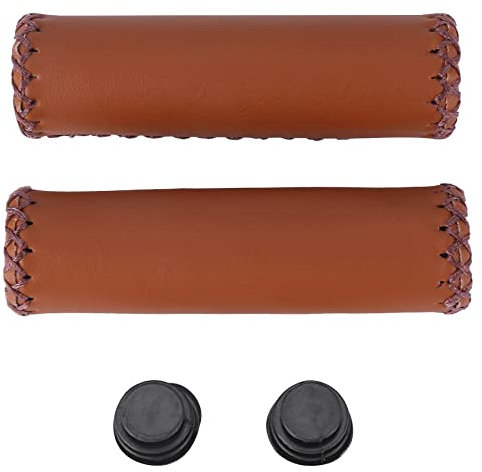 Paar Leder Fahrrad Lenker Griffe Grips Trekking Lenkstangen Cover Schutz Farbe: