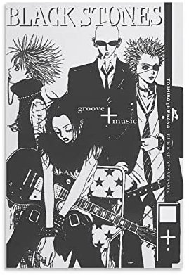 DUSUL Nana Anime Poster mit schwarzen Steinen, dekoratives Gemälde, Leinwand, Wandkunst, 20 x 30 cm