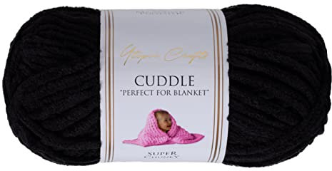 Utopia Crafts Cuddle Super Chunky Chenille Soft Yarn for Knitting and Crochet, 100g - 60m (Black)