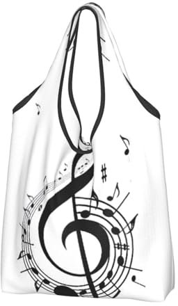 Jmorco Music Große wiederverwendbare faltbare Damen-Einkaufstasche Eco Tote Handtasche Fold Away Shopper Tasche, Musik, Einheitsgröße
