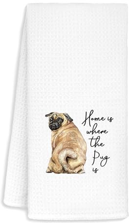 Jvpke Mops-Küchentücher – Mops-Dekor-Handtücher 4,125 cm