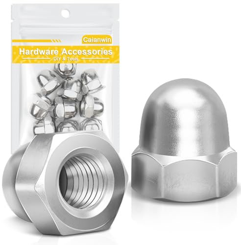 Hutmuttern, Caianwin DIN 1587 Hutmutter Edelstahl A2 Sechskant-Hutmuttern für Schrauben, Gewindestangen, Gewindebolzen (10, M10)