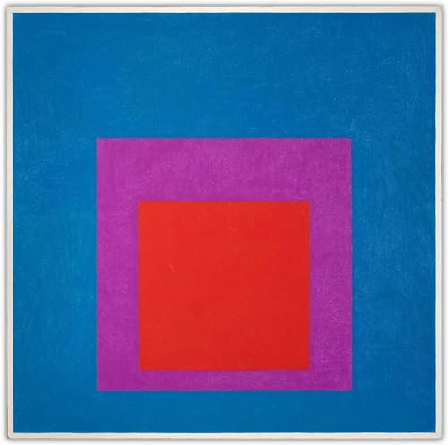 LATAFA Josef Albers Poster und Drucke, rot, blau, quadratisch, Wandkunst, Josef Albers, Leinwandgemälde, Josef Albers Bilder für Zuhause, Raumdekoration, 50 x 50 cm x 1, ohne Rahmen