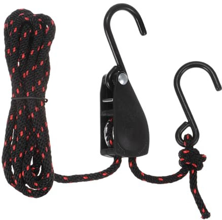 sourcing map 1/4 (6mm) Ratchet Rope Hanger with Metal Gears 7.9ft (2.4meter) Ratchet Tie Down Strap, Ratcheting Pulley System Bungee Cord for Hanging Plants Grow Light and Various Tie-Down