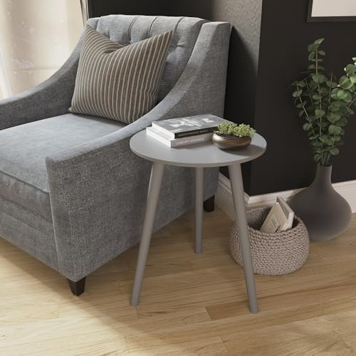 Vida Designs Round Side Table, Small End Table for Living Room, Bedroom, Small Spaces, Easy Assembly H51 x W40 x D40 cm (Grey)