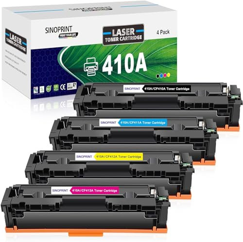 SINOPRINT 410A CF410A Toner Kompatibel für HP 410X 410A CF410A CF410X Multipack Tonerkartusche Laserjet Pro MFP M477fdw M377dw M477fdn M477fnw M452dn M452nw M452dw (Schwarz, Cyan, Magenta, Gelb)