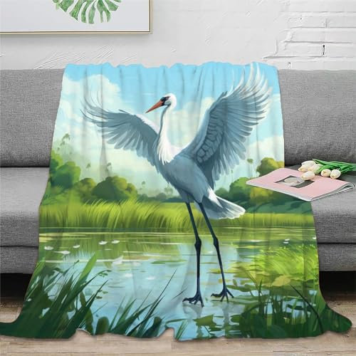 3D Drucken Blanket Egret Couchdecke Microfaser Bequem Und Atmungsaktiv Schlafdecke Tagesdecke Weich Und Warme Camping Für Erwachsene Kinder 80x90inch(200x230cm)