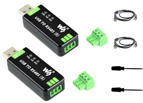 2PCS Industrial USB to RS485 Converter Bidirectional Adapter Board, Original CH343G and SP485EEN Chip Onboard TVS/Resettable Fuse Protection Circuits, Transmission Distance up to 1.2km