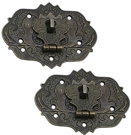 YOCDNOV 2 Piezas Vintage Cierres Antiguos- diseño de Hierro de Bronce, Accesorios para Cortinas, cerraduras en cofres,para joyero, Caja de Madera, Caja de Vino, Caja de Herramientas
