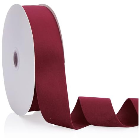 Samtband, doppelseitig, durchgehend, 3,8 cm, Weinrot, für Weihnachtsbaumschmuck, Geschenkverpackungen, Schleifen, Kranzdekoration, Hochzeits-Boutonnieres, Handarbeiten