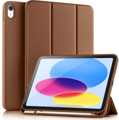 Vobafe Coque pour iPad (A16) 11ème Génération 11 Pouces 2025/iPad 10ème Génération 10,9 Pouces 2022, Housse Étui arrière Flexible en TPU Antichoc, Veille/Réveil Automatique, Marron