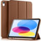 Vobafe Hülle Kompatibel mit iPad A16 11/10 Generation (Modell 2025/2022, 10,9/11 Zoll), Flexible TPU Rückseite, stoßfeste Schutzhülle mit stifthalter, Auto Schlafen/Wachen, Braun