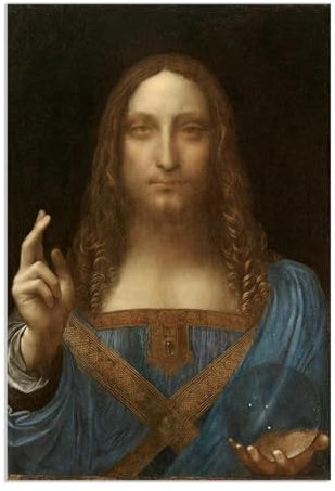 MOBYAT Salvator Mundi von Leonardo da Vinci,Leinwand-Ölgemälde,berühmtes Kunstwerk,Poster,Bild,Wanddekoration,Heim- und Wohnzimmerdekoration,90 x 60 cm,rahmenlos