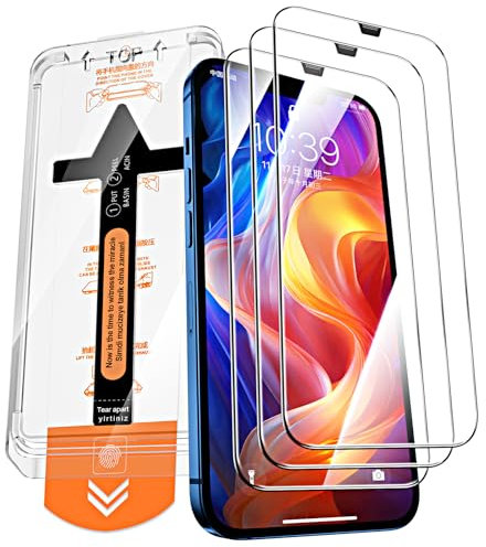 QUESPLE [3 Stück] Panzerglas Schutzfolie für iPhone 12/12 Pro, [Auto-Installation] Anti-Kratzen, Ultra-klar, Anti-Bläschen Gehärtetem Glas Displayschutzfolie für iPhone 12/12 Pro